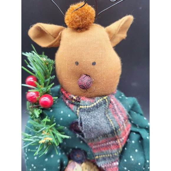 Reindeer Shelf Sitter w/ bead & button dangle legs - Super Cute! - Picture 3 of 5